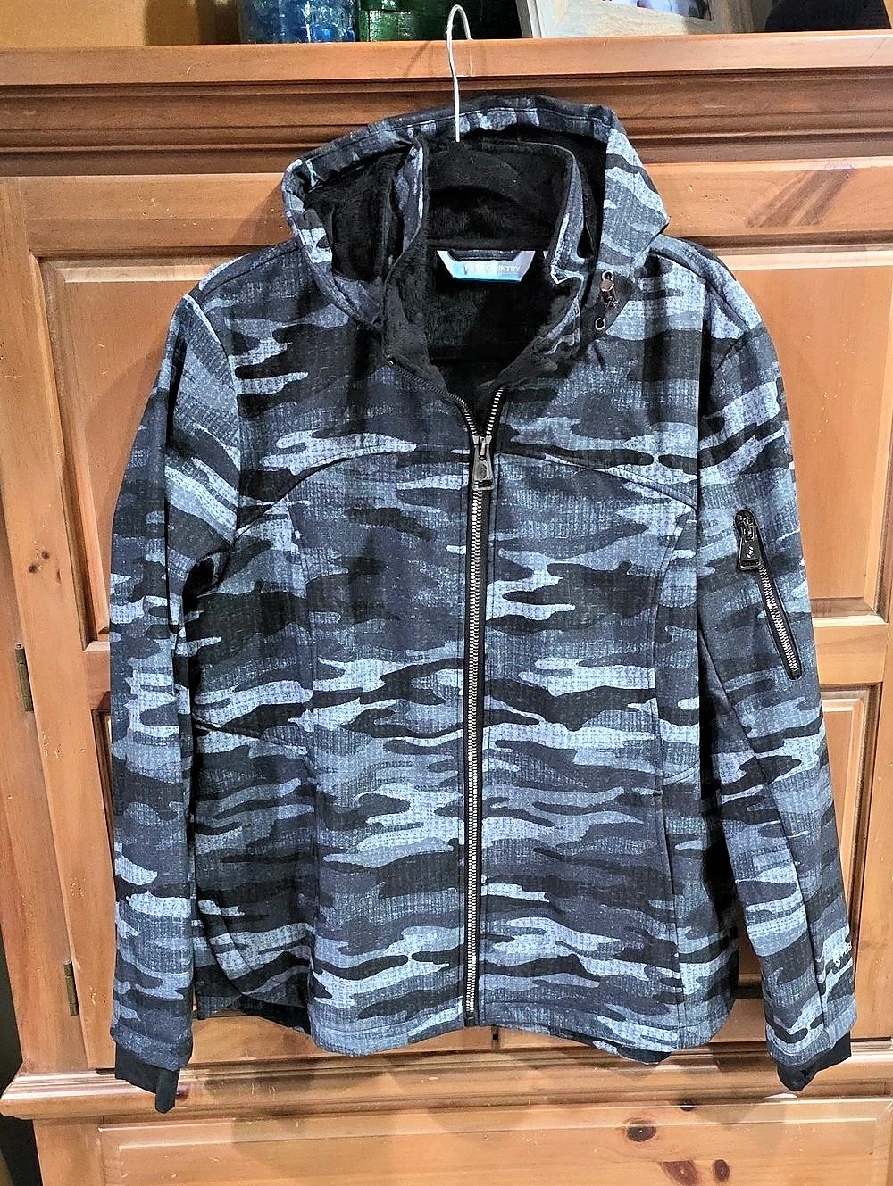 Free Country Women's Super Softshell Jacket Camo Black & Gray XXL